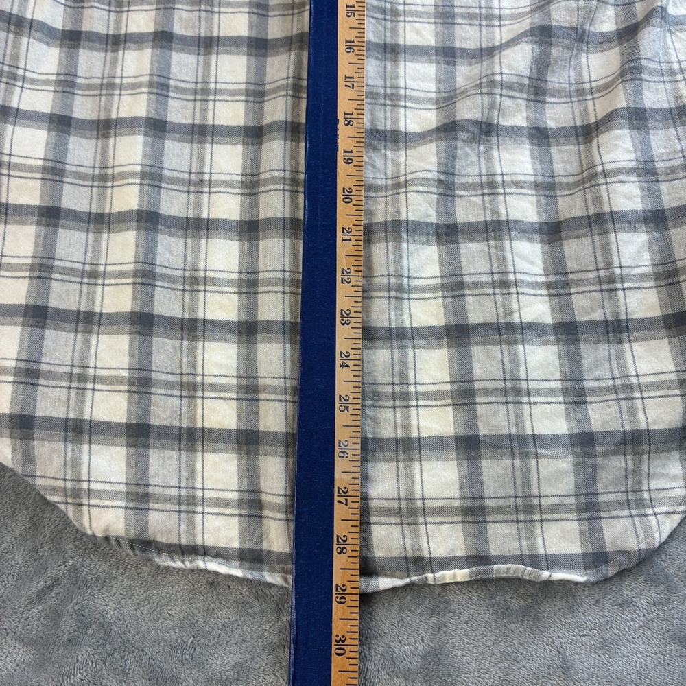 Billy Reid Men's Slim Fit Plaid Button Down Shirt Grey Cream Cotton Wool Large - Picture 8 of 16